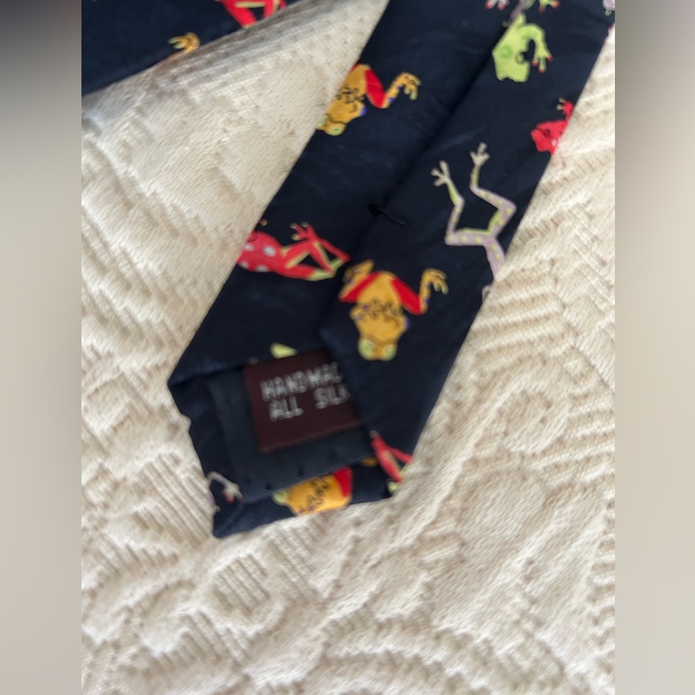 All silk museum artifacts multicolored frog tie